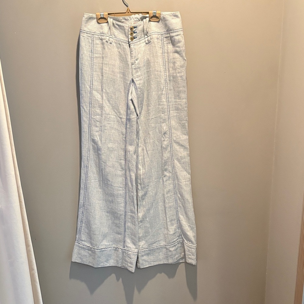 Free People Pale Blue Wide-Leg High-Rise Jeans